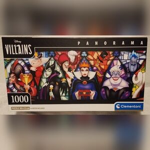 DISNEY VILLAINS 1000 Piece Panoramic Puzzle w/Poster • Clementoni • Complete